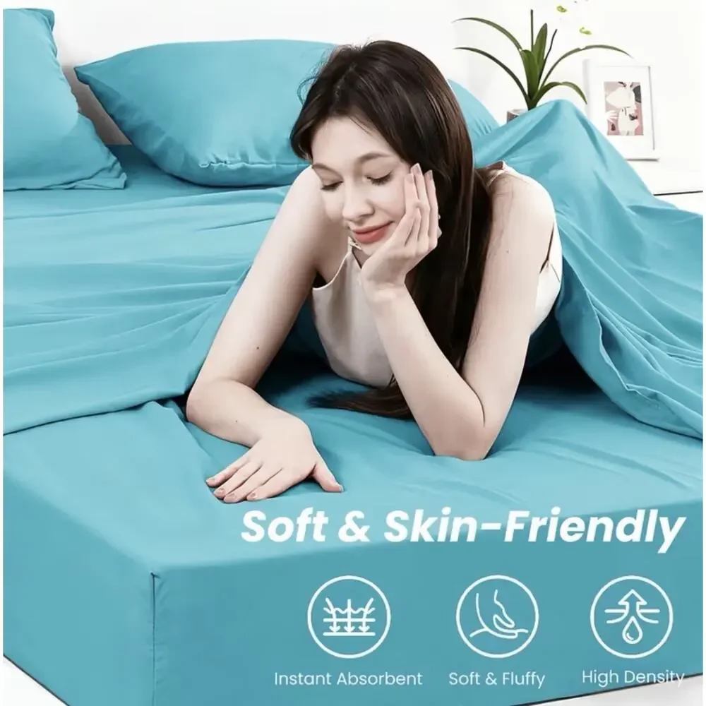 Hopeglee Ultra Thick 2200tc Bamboo Cooling Sheet Set Queen In White New